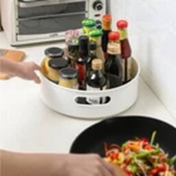 Havendro Small - 22.5*6.7cm Lazy Susan Organizer Rotating Tray Home Spice Rack in White - thumbnail 3