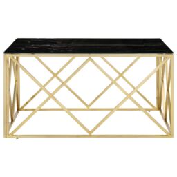 Berkfield Home Coffee Table Gold Stainless Steel & Tempered Glass - thumbnail 4
