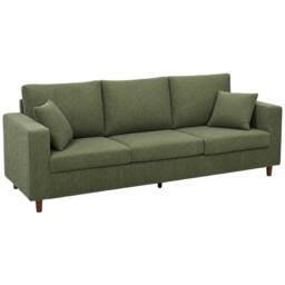 HOMCOM 3 Seater Sofa with Wide Seat, Corduroy Upholstered, Green - thumbnail 2