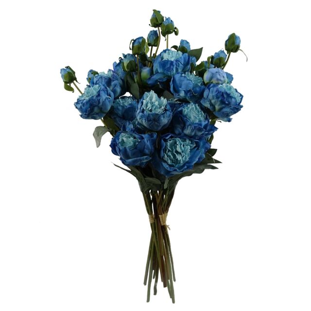 Leaf 6 x 55cm Blue Peony Artificial Flower Stems - 24 flowers 18 buds - Size: 6 x 55 cm - image 1