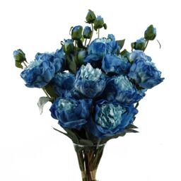 Leaf 6 x 55cm Blue Peony Artificial Flower Stems - 24 flowers 18 buds - Size: 6 x 55 cm - thumbnail 2
