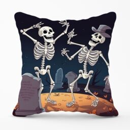 Warren Reed - Designer Skeletons Dancing Cushions in Black - Size: 60 cm x 60 cm - thumbnail 1