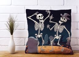 Warren Reed - Designer Skeletons Dancing Cushions in Black - Size: 60 cm x 60 cm - thumbnail 2