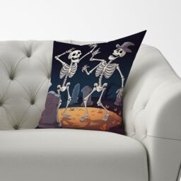 Warren Reed - Designer Skeletons Dancing Cushions in Black - Size: 60 cm x 60 cm - thumbnail 3