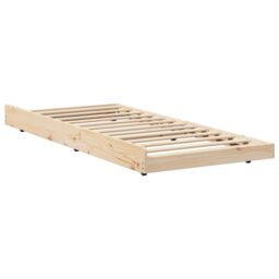 Berkfield Home Natural Bed Frame Natural Solid Pine wood 80 x 200 cm Durable in Brown - thumbnail 2