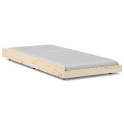 Berkfield Home Natural Bed Frame Natural Solid Pine wood 80 x 200 cm Durable in Brown - thumbnail 4