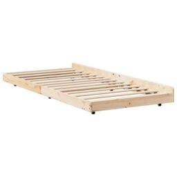 Berkfield Home Natural Bed Frame Natural Solid Pine wood 80 x 200 cm Durable in Brown - thumbnail 8