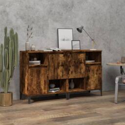 Berkfield Home Sideboards 2 pcs Smoked Oak 60x35x70 cm Engineered Wood in Brown - Size: 60 x 35 x 70 cm - thumbnail 2