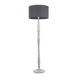 ValueLights Victoria Grey Wood Traditional Stem Floor Lamp with Fabric Drum Shade & LED Bulb in Charcoal - thumbnail 2