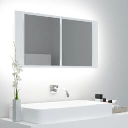 Berkfield Home LED Bathroom Mirror Cabinet White 90x12x45 cm - Size: 90 x 12 x 45 cm