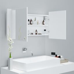 Berkfield Home LED Bathroom Mirror Cabinet White 90x12x45 cm - Size: 90 x 12 x 45 cm - thumbnail 6