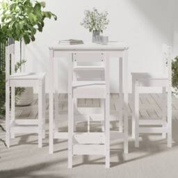 Berkfield Home Beautiful 5 Piece Garden Bar Set White Solid Wood Pine - thumbnail 1