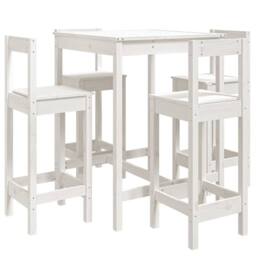 Berkfield Home Beautiful 5 Piece Garden Bar Set White Solid Wood Pine - thumbnail 3