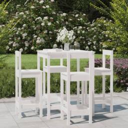 Berkfield Home Beautiful 5 Piece Garden Bar Set White Solid Wood Pine - thumbnail 2