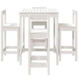 Berkfield Home Beautiful 5 Piece Garden Bar Set White Solid Wood Pine - thumbnail 4