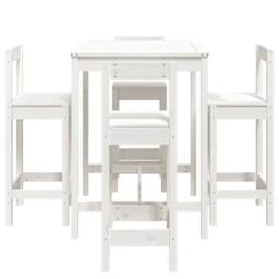 Berkfield Home Beautiful 5 Piece Garden Bar Set White Solid Wood Pine - thumbnail 5