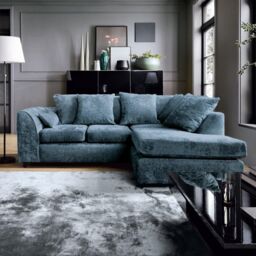 Abakus Direct Harriet Crushed Chenille Right Facing Corner Sofa in Dark Blue