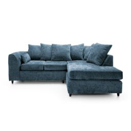 Abakus Direct Harriet Crushed Chenille Right Facing Corner Sofa in Dark Blue - thumbnail 2
