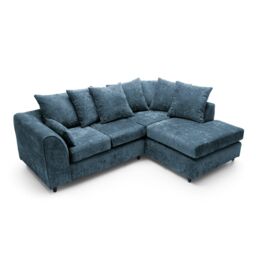Abakus Direct Harriet Crushed Chenille Right Facing Corner Sofa in Dark Blue - thumbnail 3