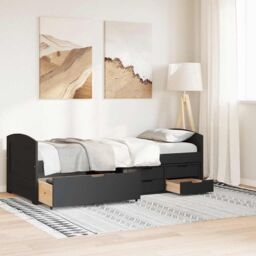 Berkfield Home Day Bed with 5 Drawers without Mattress IRUN Black 90x200 cm - thumbnail 3