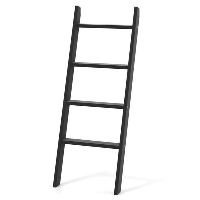 Havendro 137cm 4 Tier Wooden Leaning Blanket Quilt Ladder in Black - image 1