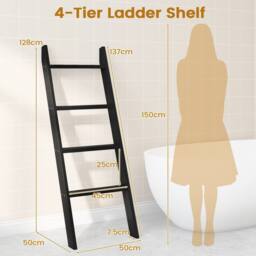 Havendro 137cm 4 Tier Wooden Leaning Blanket Quilt Ladder in Black - thumbnail 2