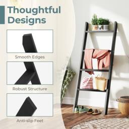 Havendro 137cm 4 Tier Wooden Leaning Blanket Quilt Ladder in Black - thumbnail 4