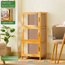 ERGOVEXA 3 Tier Display Shelf Unit Bamboo Toy Storage Cabinet Shelf Stand in Brown - thumbnail 2