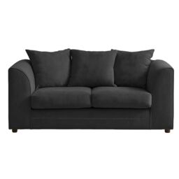 Furnishings For Less UK Casper Chenille 2 Seater Sofa Scatter Back Curved Arm in Black - thumbnail 2