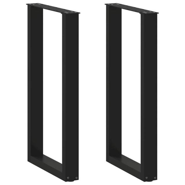 Berkfield Home Coffee Table Legs U-Shaped 2 pcs Black 50x(90-91) cm Steel - image 1