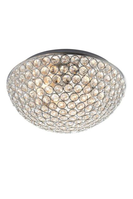 Netlighting Chryla 3 Light Bathroom Flush Ceiling Light Chrome Clear Crystal Detail IP44 G9 - image 1