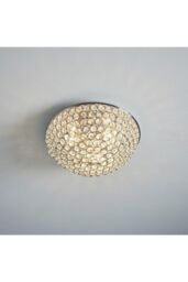 Netlighting Chryla 3 Light Bathroom Flush Ceiling Light Chrome Clear Crystal Detail IP44 G9 - thumbnail 3