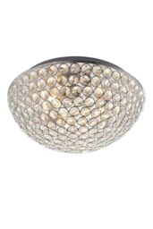 Netlighting Chryla 3 Light Bathroom Flush Ceiling Light Chrome Clear Crystal Detail IP44 G9 - thumbnail 1