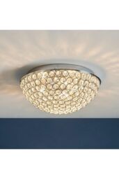 Netlighting Chryla 3 Light Bathroom Flush Ceiling Light Chrome Clear Crystal Detail IP44 G9 - thumbnail 2