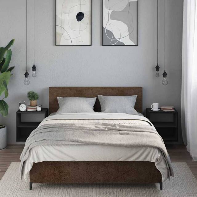 Berkfield Home Durable Wall-mounted Bedside Cabinets 2 pcs Black 40x31x39.5 cm - image 1