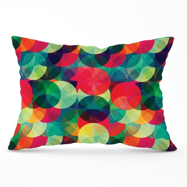 Warren Reed - Designer Colourful Grunge Circle Pattern Cushions in Red - Size: 60 cm x 60 cm - image 1