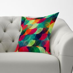 Warren Reed - Designer Colourful Grunge Circle Pattern Cushions in Red - Size: 60 cm x 60 cm - thumbnail 2