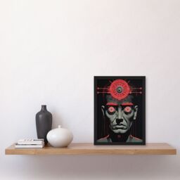 "Artery8 Big Brother Is Watching You George Orwell 1984 Artwork Art Print Framed Poster Wall Decor in Black - Size: W12"" x H16""" - thumbnail 4