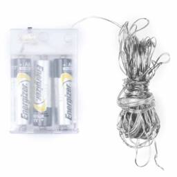 Lemon Pavilion Furniture and Decor 100 LED Battery Micro Lights Wire 10m - Metal - Silver - thumbnail 1