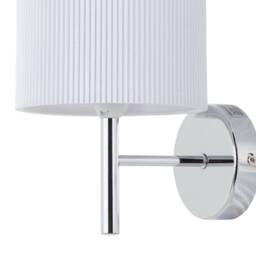 First Choice Lighting Set of 2 Brea - Chrome Wall Lights with White Pleated Shade in Silver - thumbnail 3