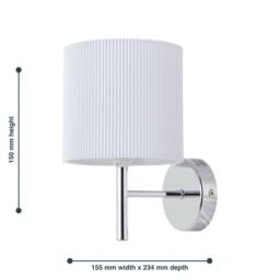 First Choice Lighting Set of 2 Brea - Chrome Wall Lights with White Pleated Shade in Silver - thumbnail 6