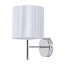 First Choice Lighting Set of 2 Brea - Chrome Wall Lights with White Pleated Shade in Silver - thumbnail 2