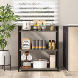 Gymax 3-Tier Bookshelf Corner Bookcase Shelving Unit With Adjustable Shelves in Grey - thumbnail 6