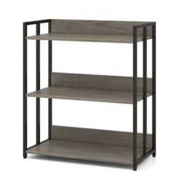 Gymax 3-Tier Bookshelf Corner Bookcase Shelving Unit With Adjustable Shelves in Grey - thumbnail 4