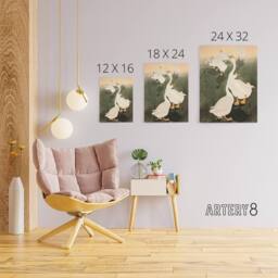 "Artery8 A Flock Of Grazing Geese 1926 Canvas Wall Art Print Ohara Koson in Orange - Size: W18"" x H24""" - thumbnail 4