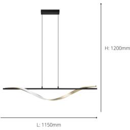 Loops Stylish Black & Brushed Brass LED Pendant Light for Modern Interiors - thumbnail 4