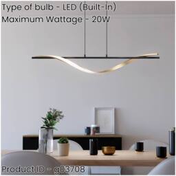 Loops Stylish Black & Brushed Brass LED Pendant Light for Modern Interiors - thumbnail 2