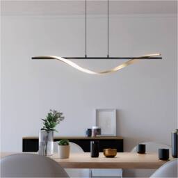 Loops Stylish Black & Brushed Brass LED Pendant Light for Modern Interiors - thumbnail 1