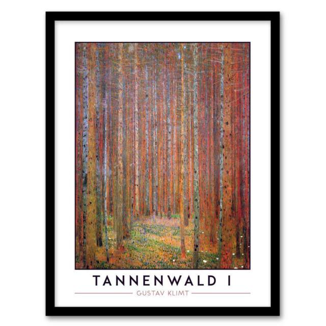 "Artery8 Gustav Klimt Tannenwald I Fir Forest Painting Framed Wall Art Print in Brown - Size: W12"" x H16""" - image 1