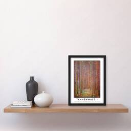 "Artery8 Gustav Klimt Tannenwald I Fir Forest Painting Framed Wall Art Print in Brown - Size: W12"" x H16""" - thumbnail 4